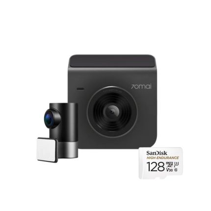 70mai A400 Dash Cam with Rear Camera Memory Card Bundle