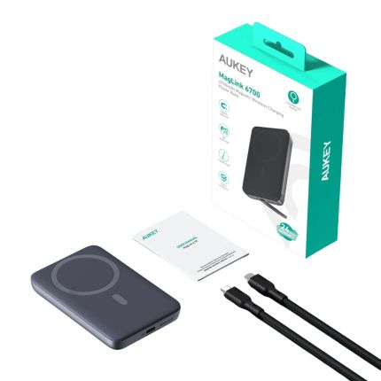 Aukey PB-MS01 MagLynk 20W 6700mAh MagSafe Wireless Power Bank