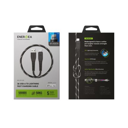 Energea NyloFlex Lightning to USB-A Cable 30CM