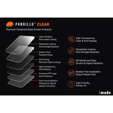 imade Pandillo Clear 2.5D Full Cover Tempered Glass